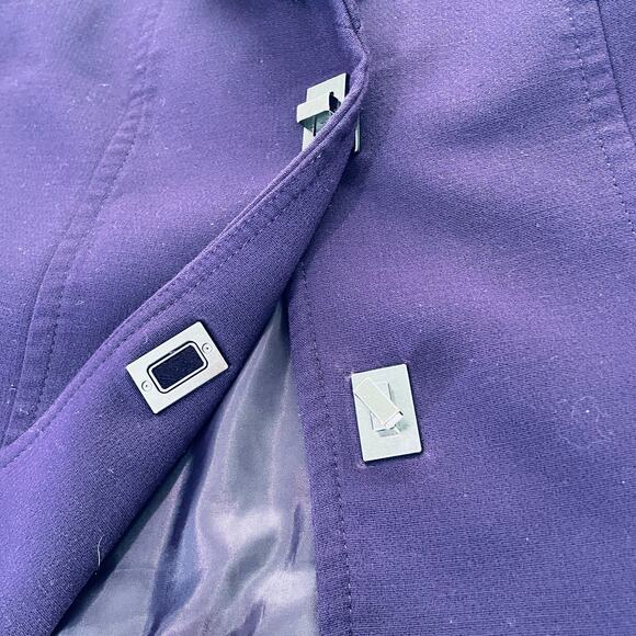 TAHARI ASL Purple Shawl Collar Locket Fasteners Classic Cropped Blazer Jacket 8 - Picture 6 of 13